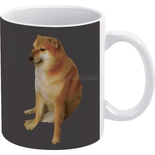 Cheems White Mug White Ceramic Tea Cup Birthday Gift Milk Cups and Mugs Dog Meme Funny Cute Doge Yellow White Cheems Burguer Che