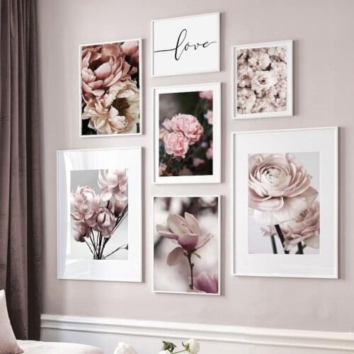 Big Rose Peony Peach Blossom Magnolia Wall Art Canvas Painting Nordic Posters And Prints Wall Pictures For Living Room Salon