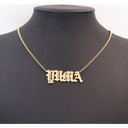 Large Name Necklace Custom Bijoux Femme Personalized Nameplate Necklaces Women Men Statement Choker Jewelry Gold Curb Chain
