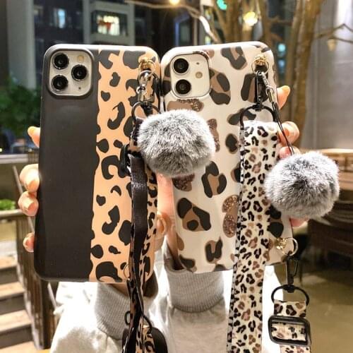 Chain Necklace Leopard IMD Phone Case For Huawei P40 P30 P20Lite Mate 30 20 Nova 7 6 5 4 3i 3e Pro Lanyard Neck Strap Cord Cover