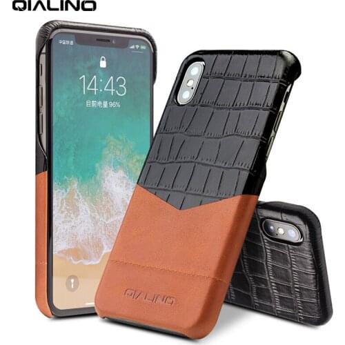 QIALINO Unique Design Genuine Leather Ultrathin Back Cover for Apple for iPhoneX Crocodile Skin Phone Case for iPhone X 5.8 inch