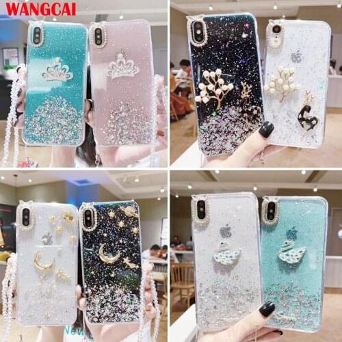 Luxury Bling Glitter Crown swan Phone Case For OPPO Realme C17 C15 C12 C11 7 Pro 7i X50 A92S A92 A72 A52 A53 Cover Star