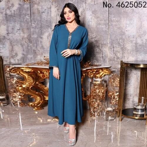 Robe Musulmane Longue 2021 Abaya Dubai Turkey Muslim Long Sleeve Dress Loose Boubou Evening Gowns Islamic Clothing For Women