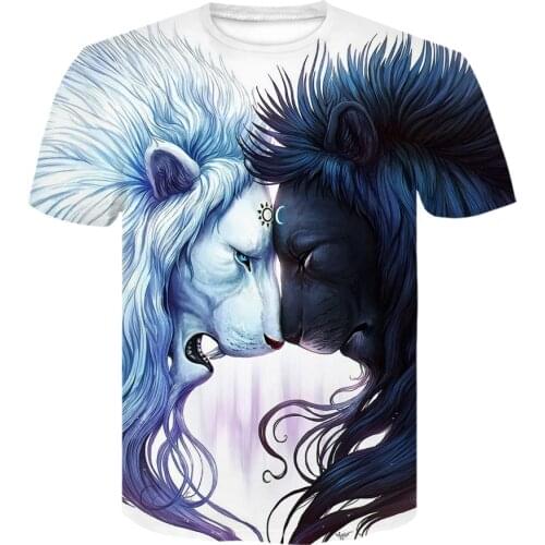Animal Lion 3D Print graphic Tee off white Short Sleeve men harajuku t-shirts women Fashion t shirt Casual summer streetwear