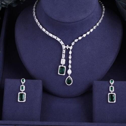 Janekelly Nigeria 2 pcs Bridal Zirconia full jewelry sets For Women Party, Luxury Dubai Nigeria CZ Crystal Wedding Jewelry Sets