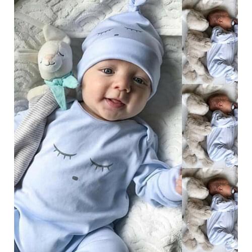 Hot Infant Newborn Toddler Baby Boys Girls Outfits Clothes Set Cute Eye Cartoon Romper Jumpsuit Hat