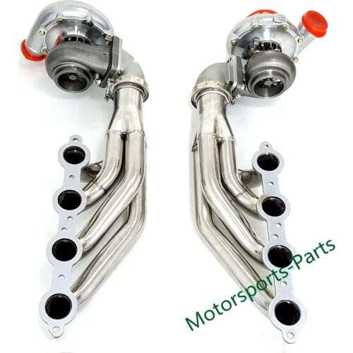 T4 T76 Oil Turbo A/R0.80 0.96 +Exhaust Header+ Elbow Adapter for Small Block V8 LS LS1 LS2 LS3 LS6 LSX