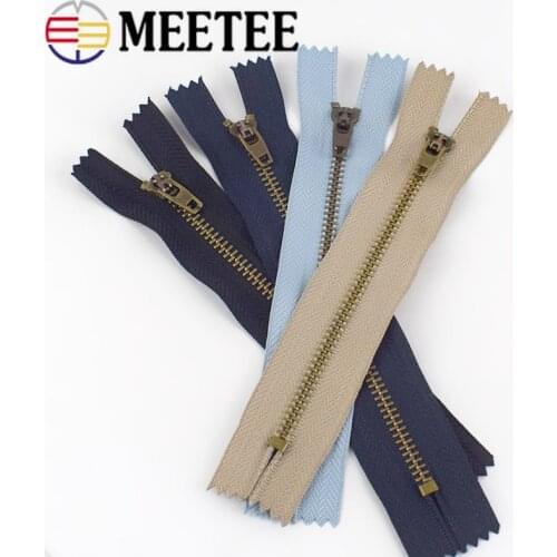 Meetee 10pcs 10/13/15/18cm 4# Close-End Metal Zipper Pants Bags Pocket Auto Lock Decor Zip DIY Garment Sewing Accessories ZA025