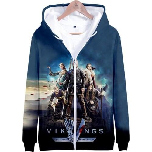 Norsemen Vikings 3D Hoodies Sweatshirts Men Vikings Ragnar Lothbrok Zipper women Hoody Harajuku Streetwear Jacket Coat Oversized