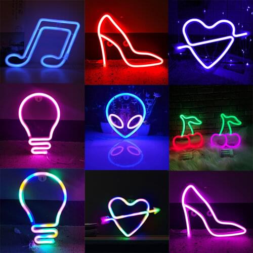 Cherry Fruits Shape LED Neon Light Colorful Rainbow Neon Sign Wall Hanging Night Lamp for Home Party Holiday Wedding Festival