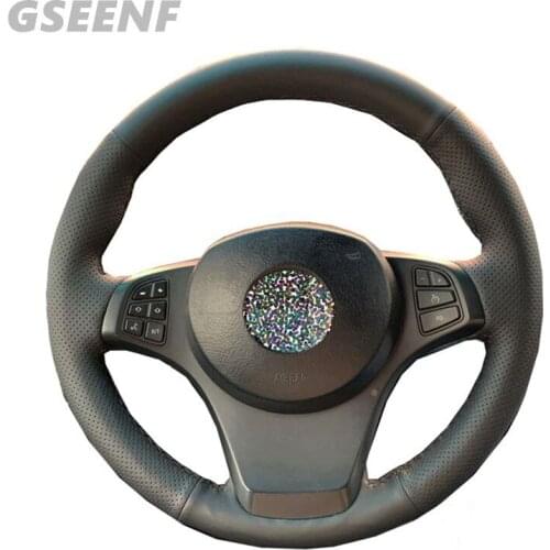 Hand-stitched Steering Wheel Cover Genuine Leather Black Car Steering Wheel Covers For BMW E53 X5 2004-2006 E83 X3 2003-2010