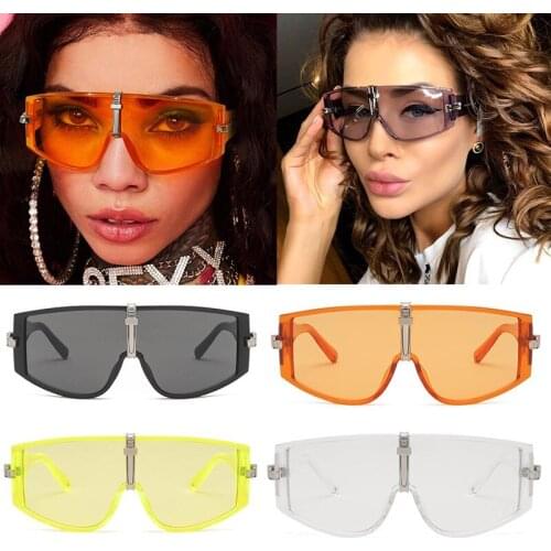 Wholesale Oversized Shades Vintage Sunglasses Women Men Designer Inspired Shileld Ocean Green Orange Clear Sun Glasses Luxury