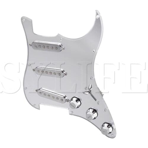 Polished Silver 3 Ply Guitar Prewired Loaded Pickguard SSS w/ Pickups For SSS