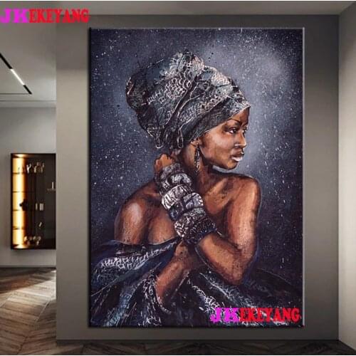 Full Square Round Diamond Embroidery DIY Diamond Painting African woman Cross Stitch kit mosaic Y4504