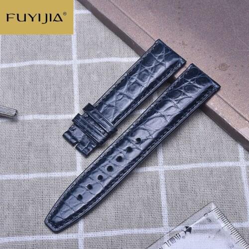 FUYIJIA 20MM 22MM Custom PORTUGIESER Strap Genuine Alligator Watchbands Men Watch Band Handmade Crocodile Skin Belt Waterproof