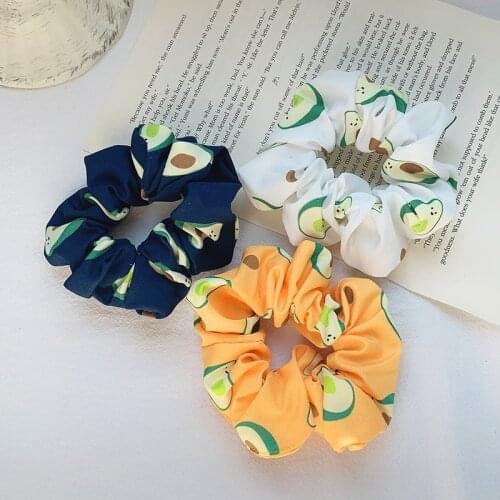 Fresh Avocado Printing Large Intestine Hair Tie Hair Rope Elastic Ponytail Hair band Scrunchie Holder Headdress Accessories