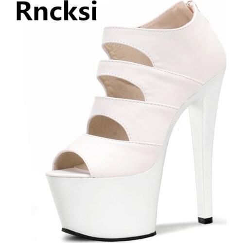 Rncksi Women Wedding Party Girl Sexy 17cm High Heels Sandals Peep Toe Sexy Platform Pole Dance Party Dress Sandals