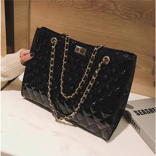 Luxury Handbags For Women Chain Large Shoulder Bags Female Travel Bag Patent Leather Brand Tote Designer Sac A Main Femme Purses