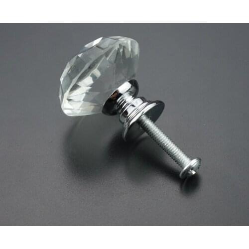 Diamond Shape Design Crystal Glass Knobs Cupboard Drawer Pull Kitchen Cabinet Door Wardrobe Handles Hardware 20-40mm