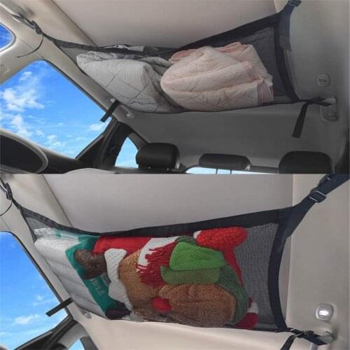 Mesh Car Pocket Storage Ceiling Roof Cargo Net in The Trunk Interior Bag For Auto Container Universal Multifunction Accessories