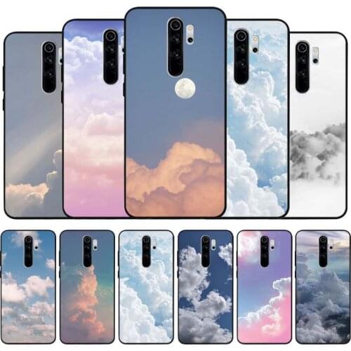 Dreamy clouds black Silicone Phone Case For Redmi note 9 8 7 Pro S 8T 7A Cover