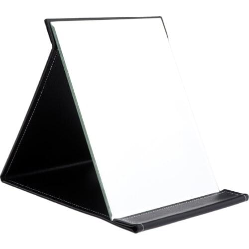 Folding Mirror, PU Leather Cover Portable Adjustable Rectangular Makeup Cosmetic Shaving Mirror for Travel, 8.4 x 6.5inch