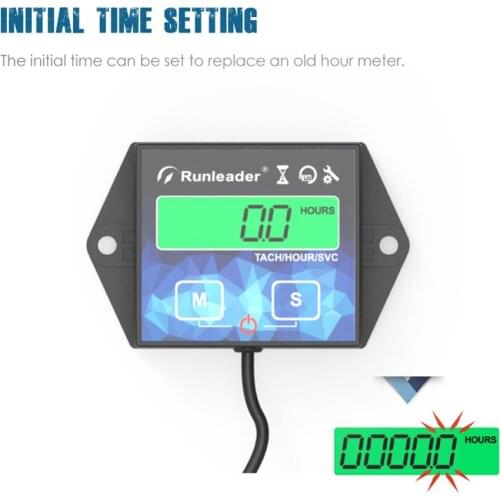 Lawn Mower Tachometer Digital Inductive Hour Meter Engine Gauge Track Oil Change for Boat Motorcycle Outboard