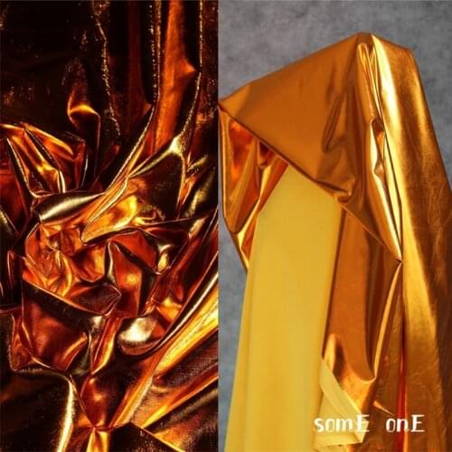 TPU Coating Stretch Fabric Spandex shiny Gold DIY Legging Pants Swimsuit Stage Decor Dress Metallic Designer Fabric 50*145cm
