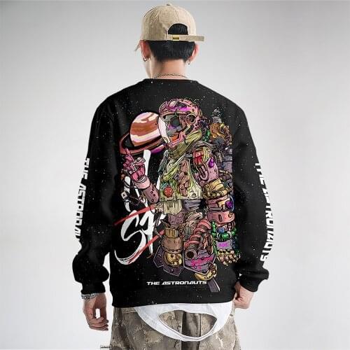 Sweatshirt Men Hoodies Casual Pullovers Autumn Winter Skeleton Astronaut Plus Size 6XL Clothes