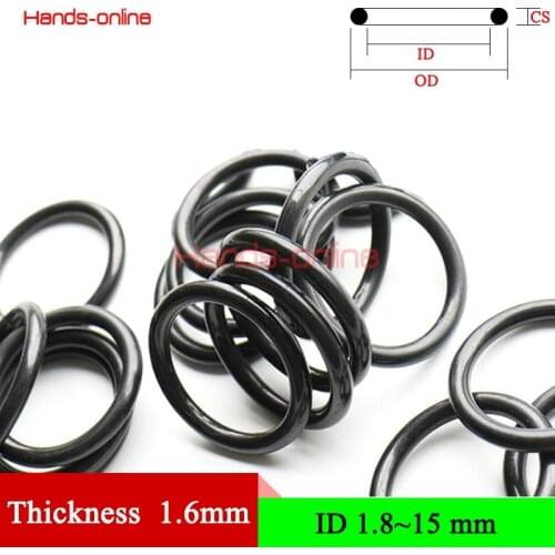 NBR O Rings seal Gaskets Thickness 1.6mm/0.063in Rubber O Ring Gasket ID 1.8-15mm/0.071-0.591inch Oring seals