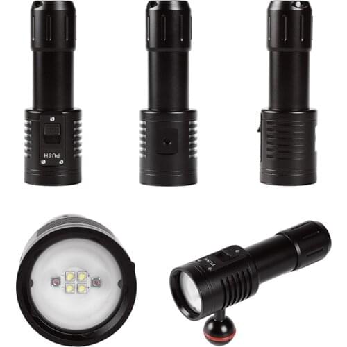 Waterproof Light Torch White Red LED Diving Flashlight Scuba Video Photography Dive Underwater Lamp For 18650/ 26650 Battery