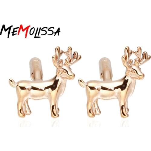 MeMolissa 3 Pairs Rose gold color deer Cuff links Novelty Copper Cufflink Cufflinks for shirt Luxury High-grade jewelry Mens