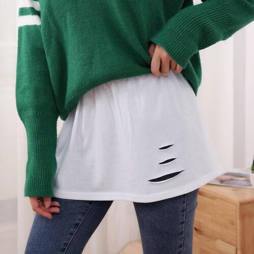 Elegant Women Cotton Elastic Slim Waist Cardigan Button Half-Body Thin Hole Mini Fake Skirt Casual Short Detachable False Skirts