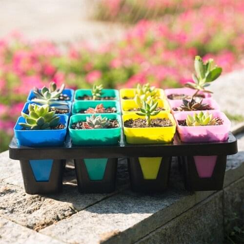 10 Color Mini Square Plastic Flowerpot, Used For Home Desk Garden Decoration Plastic Creative Small Square Pot