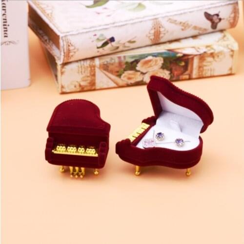 1 Piece unique piano Velvet Jewelry Box Wedding Ring Box Gift Box Holder Jewellry Wrap for Earrings Necklace Bracelet Display