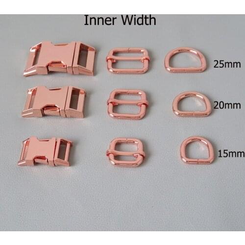 10Sets/Lot Heavy Dog Collar Harness Metal Buckle Clip Clasp Belt Straps D Ring Snap Hook Adjuster Slider Hardware Sewing Parts