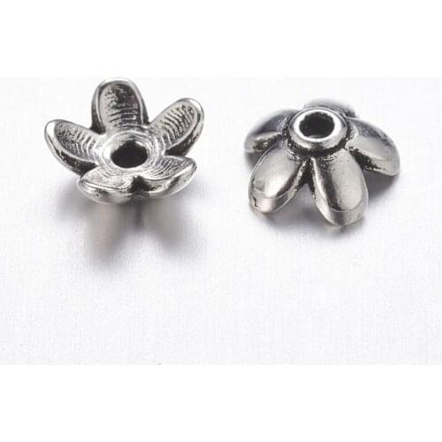100pcs 6.5mm Zinc Alloy Flower Bead Caps End Cap for Jewelry Making DIY Bracelet Necklace Handmade Craft 6.5x3mm Hole: 1mm