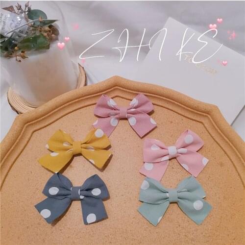 15pcs/lot 5*8cm DIY fabric polka dot bow tie padded Patches Appliques for DIY Children Hair Clip Accessories