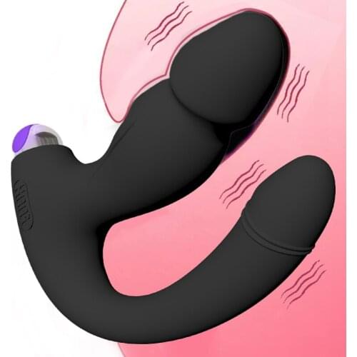 2in1 Powerful Vibrator Dildo Anal Plug Massage Clitoris G-Spot Double-Head Stimulation Vibration Toy Female Orgasm Masturbation