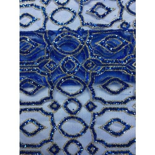2017 Fashion design blue color glitter Sequins lace sequins african lace fabric best price glitter lace high quality