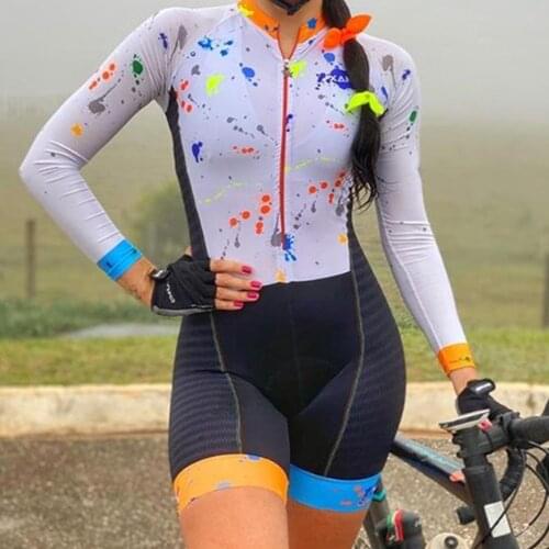 2021 XAMA Pro Womens Long Sleeve Cycling Triathlon Skinsuit Sets Bike Macaquinho Ciclismo Feminino Maillot Mujer Jumpsuit Kits