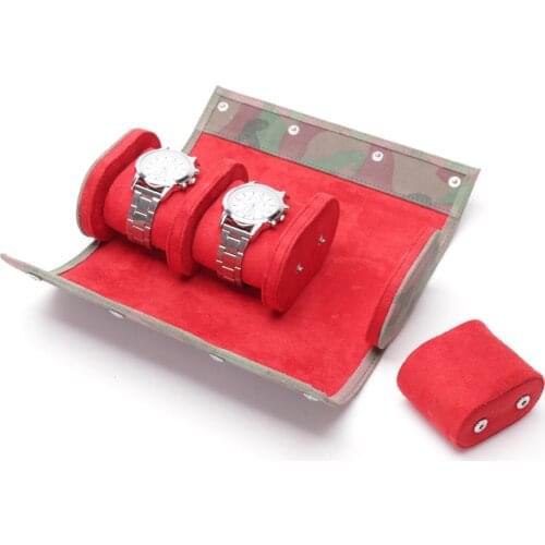 3 Slot Watch Roll Case Watch Box Organizer Removable Storage Pillows for