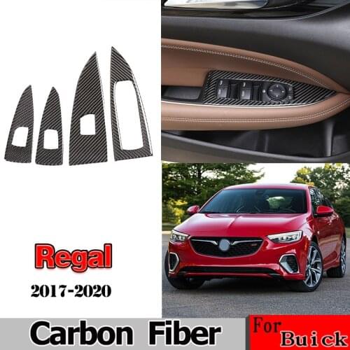 For Buick Regal 2017-20 Real Carbon Fiber 3D Sticker Door Window glass Lift Control Switch Panel cover Interior Car Accessories
