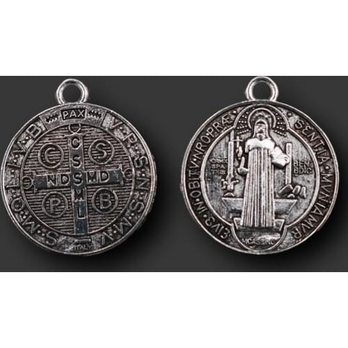 8pcs Silver Plated Saint Benedict Christianity Catholic Church Exorcist Pendant DIY Charm For Jewelry Craft Making 24*20mm A1192