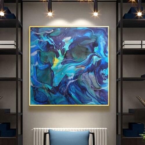 Modern Abstract Art Ocean Wave Oil Painting on Canvas Posters and Prints Wall Art Pictures for Living Room Home Decor No Frame