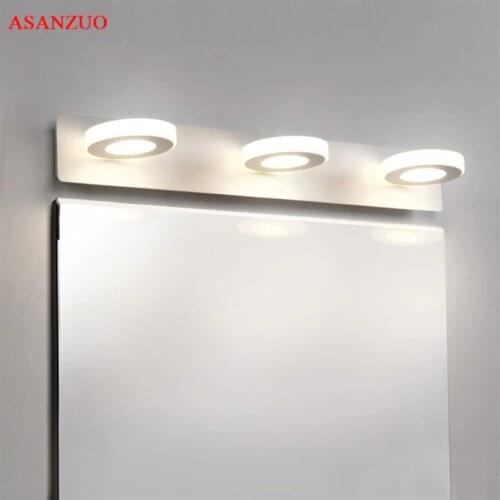 AC85-265V LED Mirror Light Modern Bathroom Circle Square Acrylic wall lamp 2heads 3heads 4heads indoor Lighting fixtures