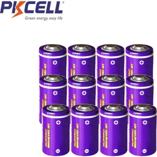 12PCS PKCELL ER14250M 14250 1/2 AA battery power type 3.6v 750MAH lithium batteries primary battery for metering systems