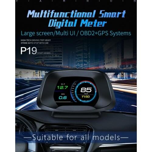 OBDHUD P19 HUD OBD2 Head Up Display car GPS+OBD gauge Digital Speedometer Projector Turbo Oil Temp car Electronic