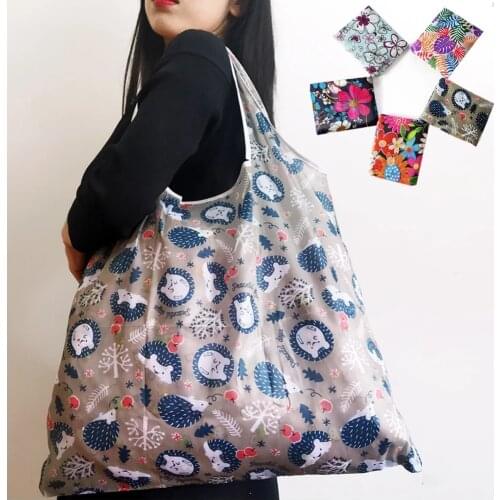 Large Reusable Shopping Bag Foldable Eco Bag Reusable Grocery Bags Nylon Foladble Tote Bag Nylon Portable Folding Shopping Bags