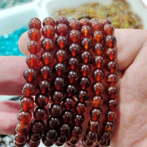 Natural orange Red Garnet Beads Round Loose Stone Beads For Jewelry Making DIY Bracelet Necklace Accessories wholesale